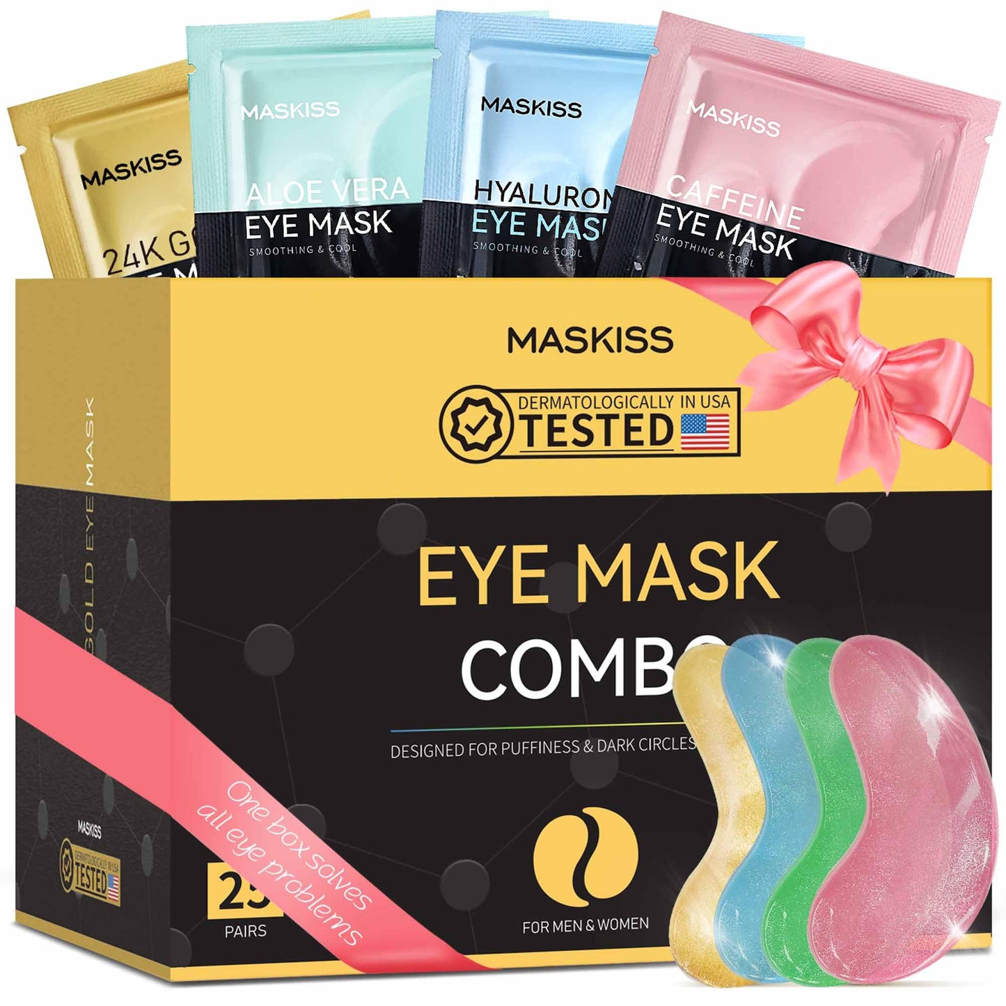 Maskiss 24k Gold Under Eye Patches (50 Pairs), eye mask, Collagen Skin Care Products, Eye Patches for Puffy Eyes, eye masks for dark circles and puffiness