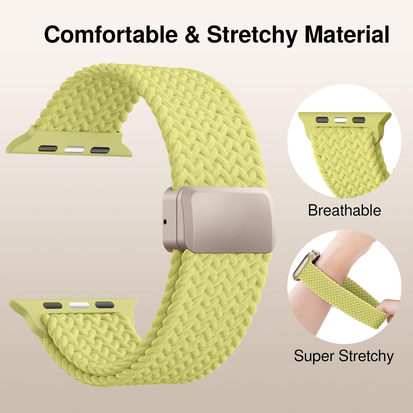 Braided Stretchy Magnetic Band Compatible with Apple Watch Bands Women Men