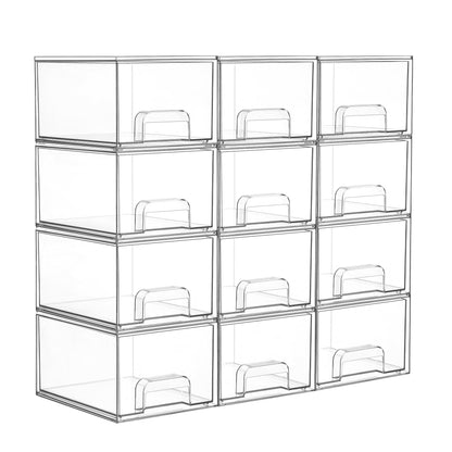 Vtopmart 2 Pack Small Clear Stackable Storage Drawers for Desk, Countertop