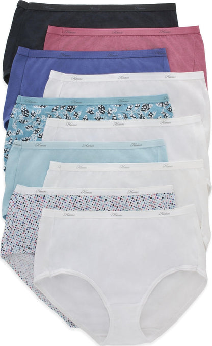 Hanes Women's Underwear Pack, 10-Pack, Full-Coverage Cotton Blend Panties, Moisture-Wicking Underwear for Women