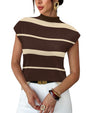 Sampeel Womens Short Sleeve Sweater Mock Neck Summer Top Dressy Casual Basic Knit Pullover Shirt