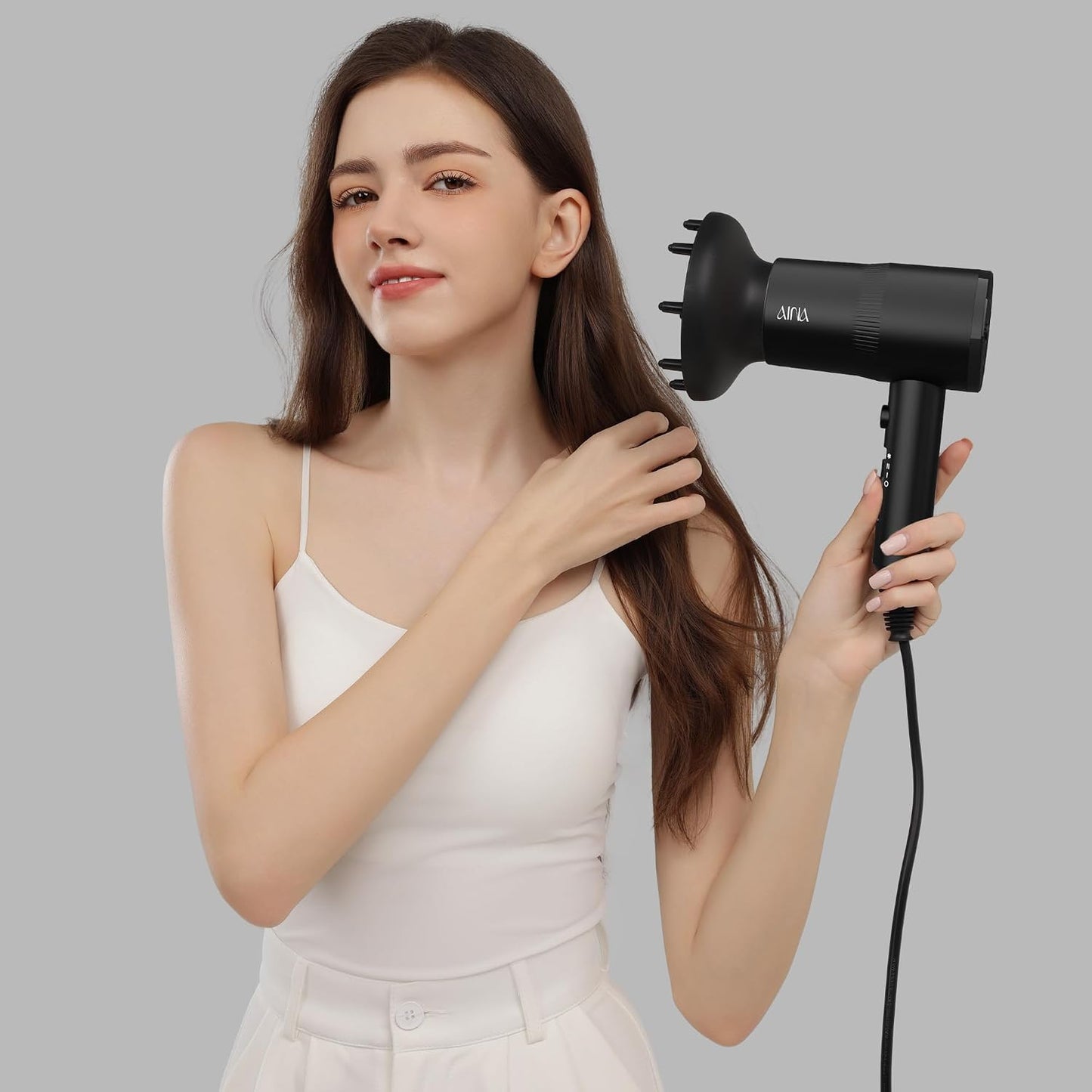 AINA Diffuser Hair Dryer Full-Featured Blow Dryer 110V/1600W(Ash Grey)