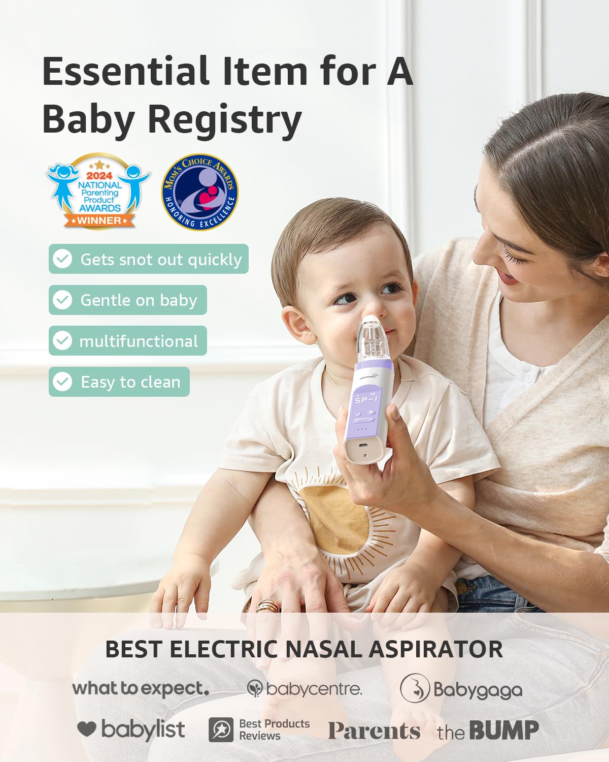 GROWNSY Nasal Aspirator for Baby, Electric Nose Sucker, Powerful Suction