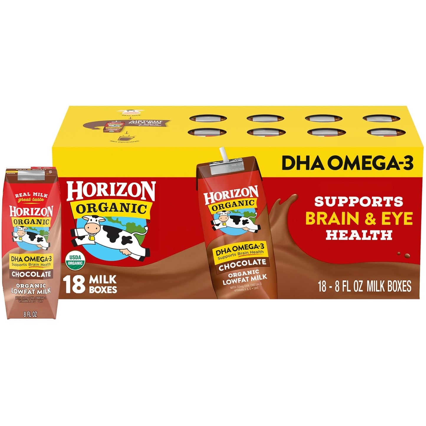 Horizon Organic Shelf Stable Whole Milk Boxes, Pack of 18-8g Protein per Serving