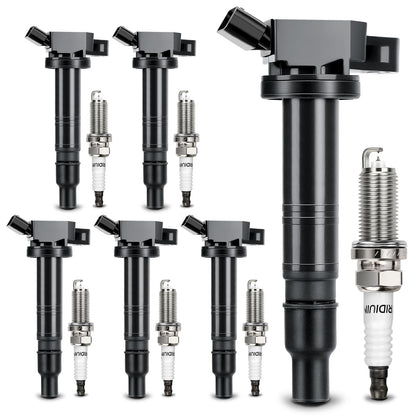 UF667 Ignition Coil & ILZFR6D11 Double Iridium Spark Plug for BMW 2.5-6.0L