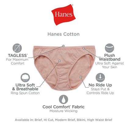 Hanes Women's Underwear Pack, 10-Pack, Full-Coverage Cotton Blend Panties, Moisture-Wicking Underwear for Women