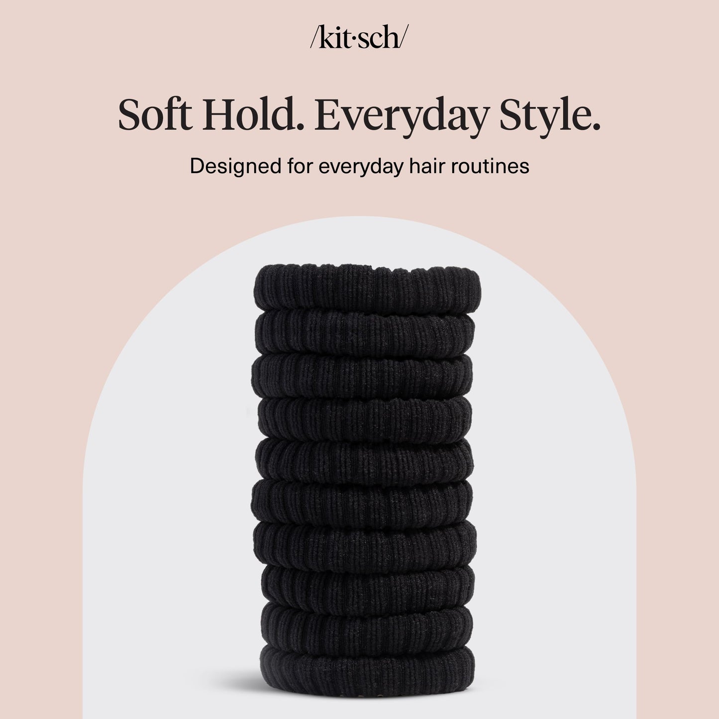 Kitsch Elastic Hair Ties No Damage | Stretchable Hair Bands - Neutral 12pcs