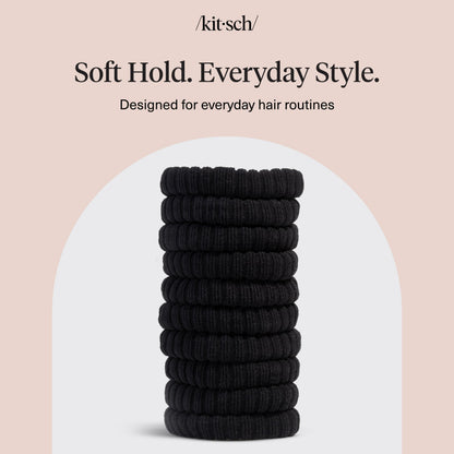 Kitsch Elastic Hair Ties No Damage | Stretchable Hair Bands - Neutral 12pcs