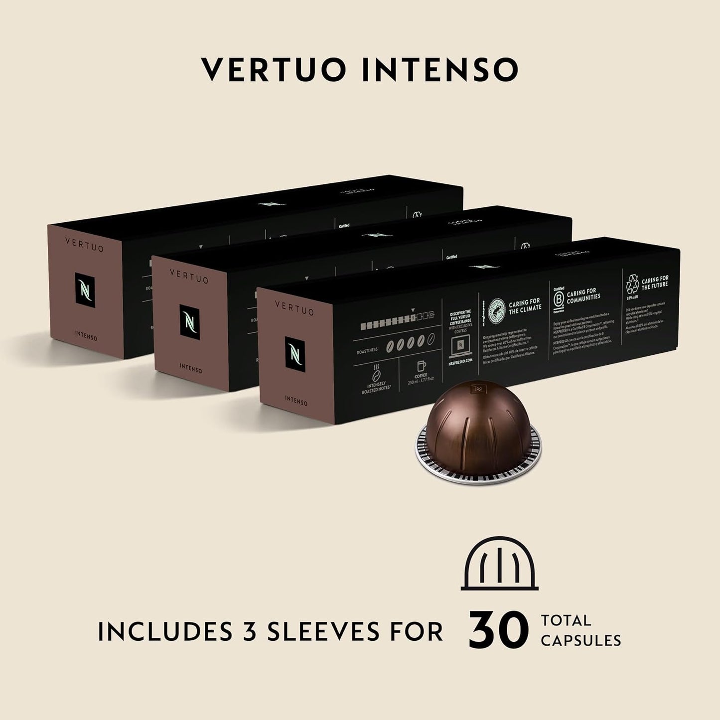 Nespresso Capsules Vertuo, Variety Pack, Medium and Dark Roast Coffee, 30 Count Coffee Pods, Brews 7.8 oz.