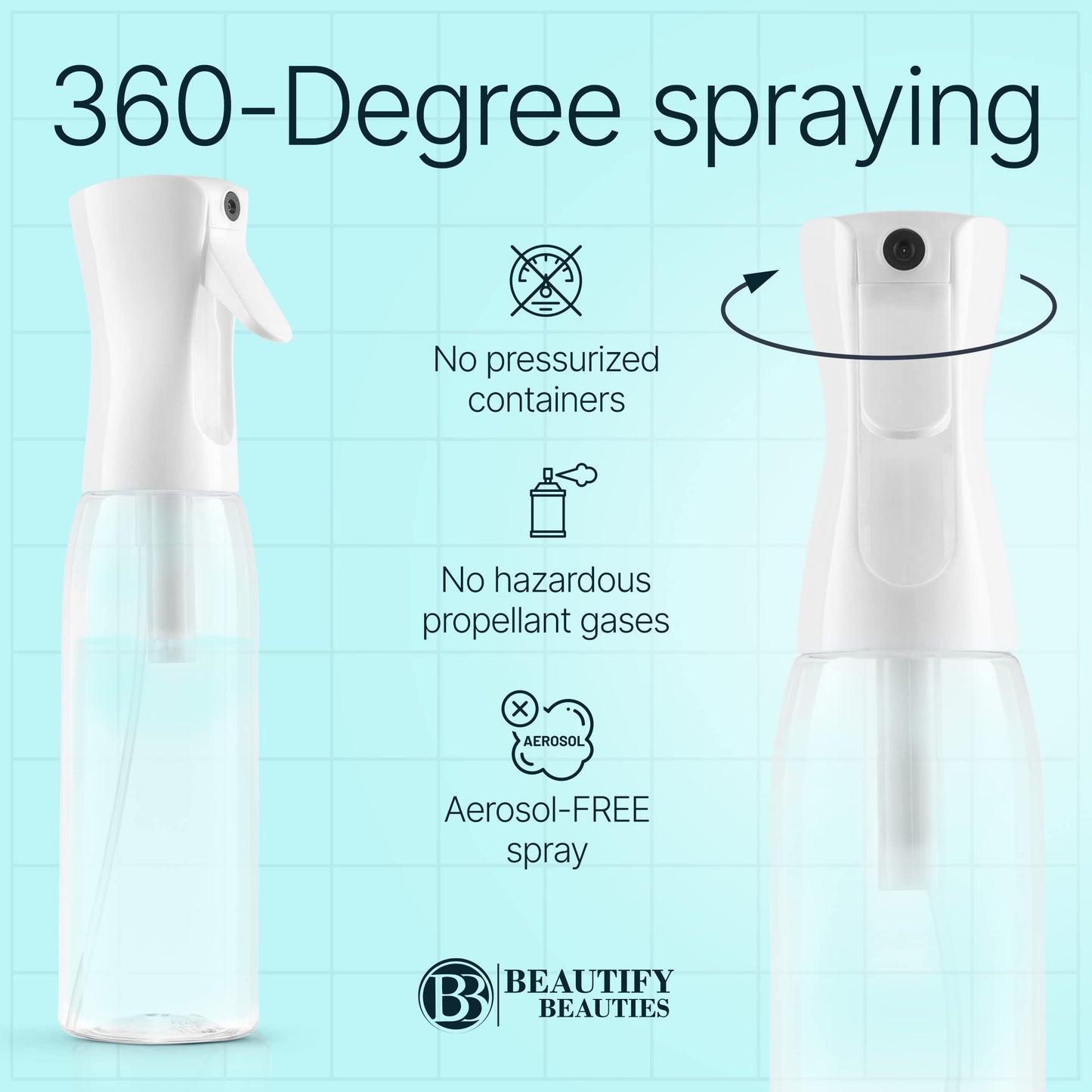 BeautifyBeauties Continuous Spray Bottle for Hair, 6..8 oz Mister Spray