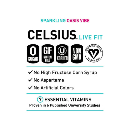 CELSIUS Sparkling Tropical Vibe, Functional Essential Energy Drink 12 Fl Oz (Pack of 12)