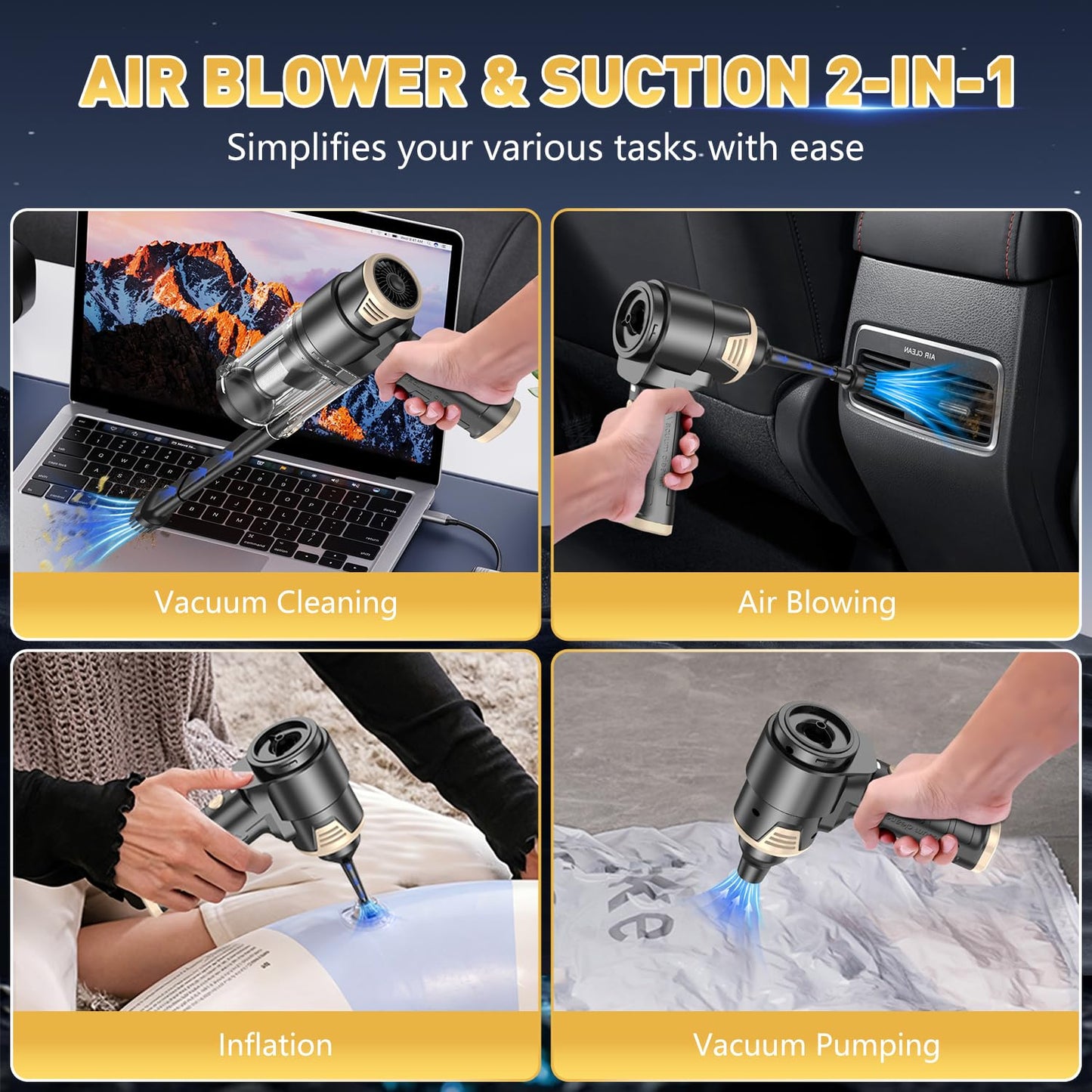 KMM Handheld Car Vacuum Cleaner, Hand Held Vacuum Cleaner and Air Duster