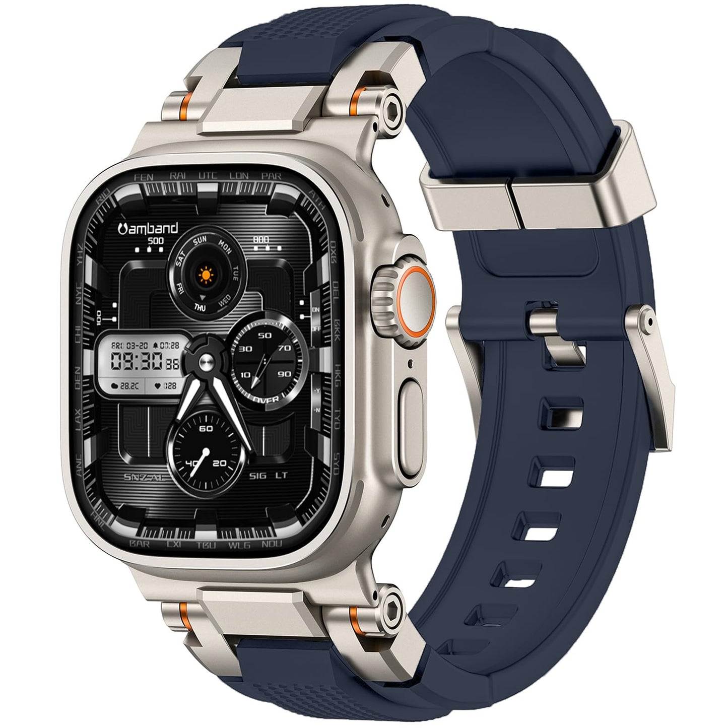 amBand Bands Compatible with Apple Watch 9/8/7/6/5/4 & SE 3/2/1 45mm/44mm Case for Men, M1 Sport Series Rugged Case Protective Cover for iWatch SE3/SE2/6/SE/5/4 44/45 mm Men Black