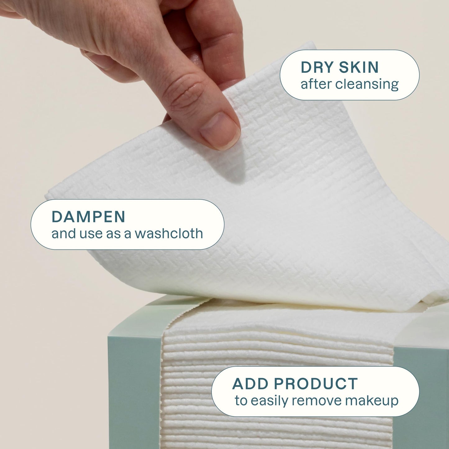 Cliganic Face Towels XL, Disposable Makeup Remover, Soft Dry Wipes, 50 ct