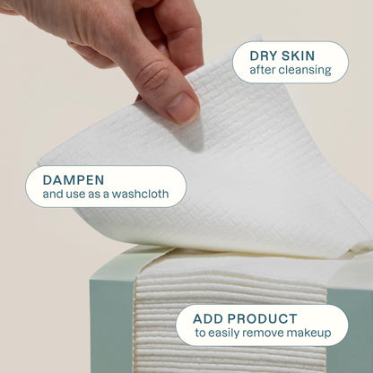 Cliganic Face Towels XL, Disposable Makeup Remover, Soft Dry Wipes, 50 ct