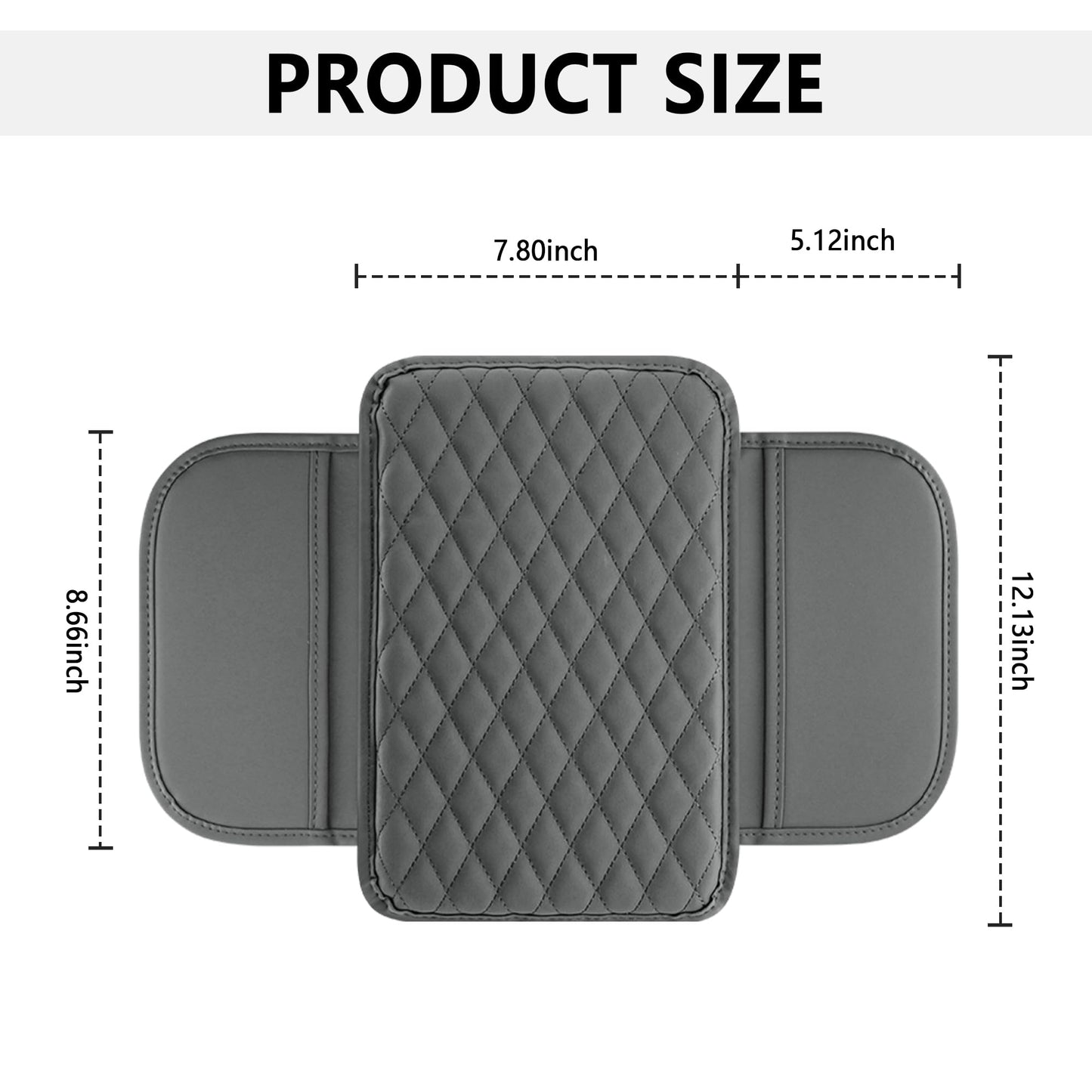 Stacool Upgraded Car Center Console Cover,Microfiber Leather Car Armrest Cover Cushion with 2 Storage Bags,Universal Car Armrest Storage Box (Black)