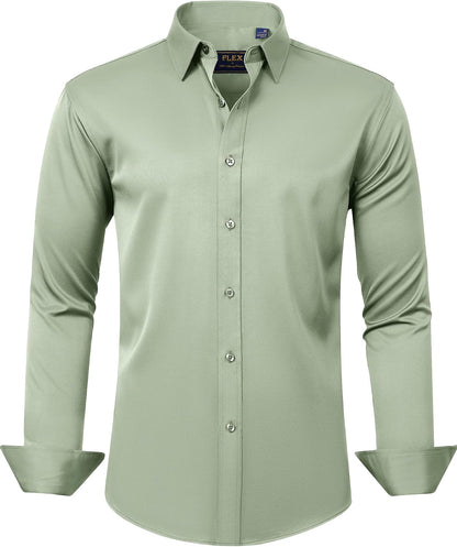 J.VER Men's Dress Shirts Solid Long Sleeve Stretch Wrinkle-Free Formal Shirt Business Casual Button Down Shirts