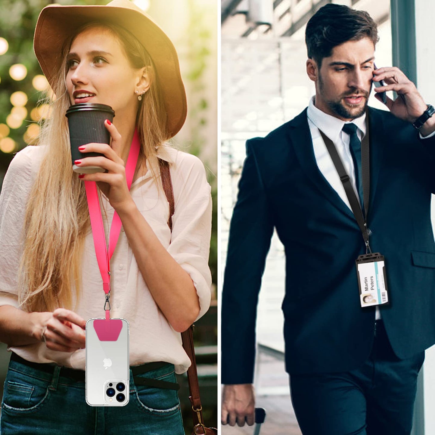 CACOE Phone Lanyard, Black+Dark Blue, 2 Pcs