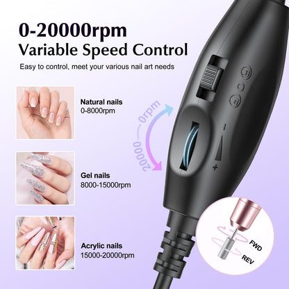 COSLUS C40 Electric Nail Drill Professional, Precise Dial Speed Control