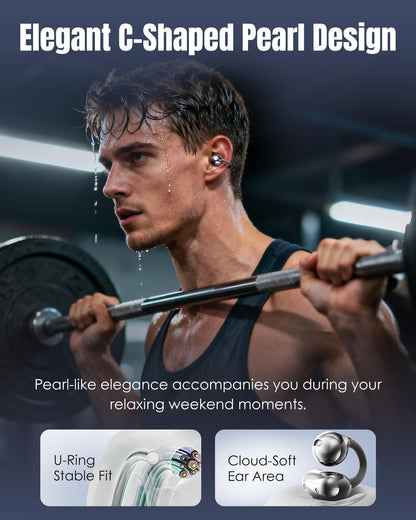 King Lucky Clip-On Earbuds Gen 3, Open-Ear Wireless Bluetooth 6.0 Headphones with Mic, Secure Fit for Small Ears & Glasses Wearers, 50H Playtime, ENC, IPX5 Waterproof Sport Ear Buds (Purple)
