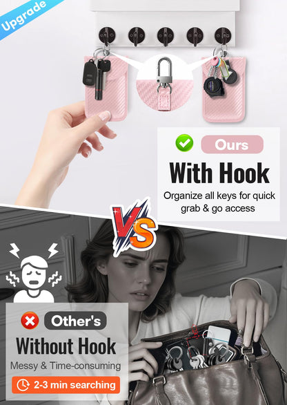 Faraday Pouch for Car Keys, Faraday Bag, Car RFID Signal Blocking Holder, Key Fob Protector, Key fob cage Block Signal Anti-Theft Fob Case Red,M
