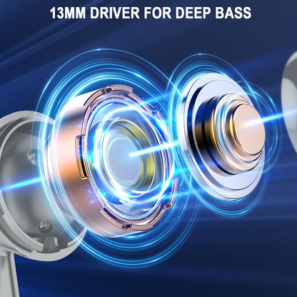 Wireless Earbuds, Bluetooth 5.4 Ear Buds, LED Power Display, 6D Bass Stereo