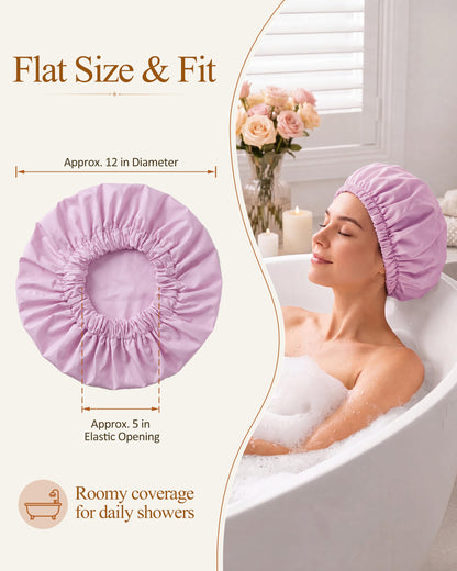Edoneery Shower Caps for Women Reusable Waterproof, Shower Hair Cap