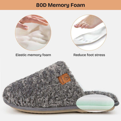 EverFoams Women's Fuzzy Slippers Warm Cozy Memory Foam Indoor House Shoes