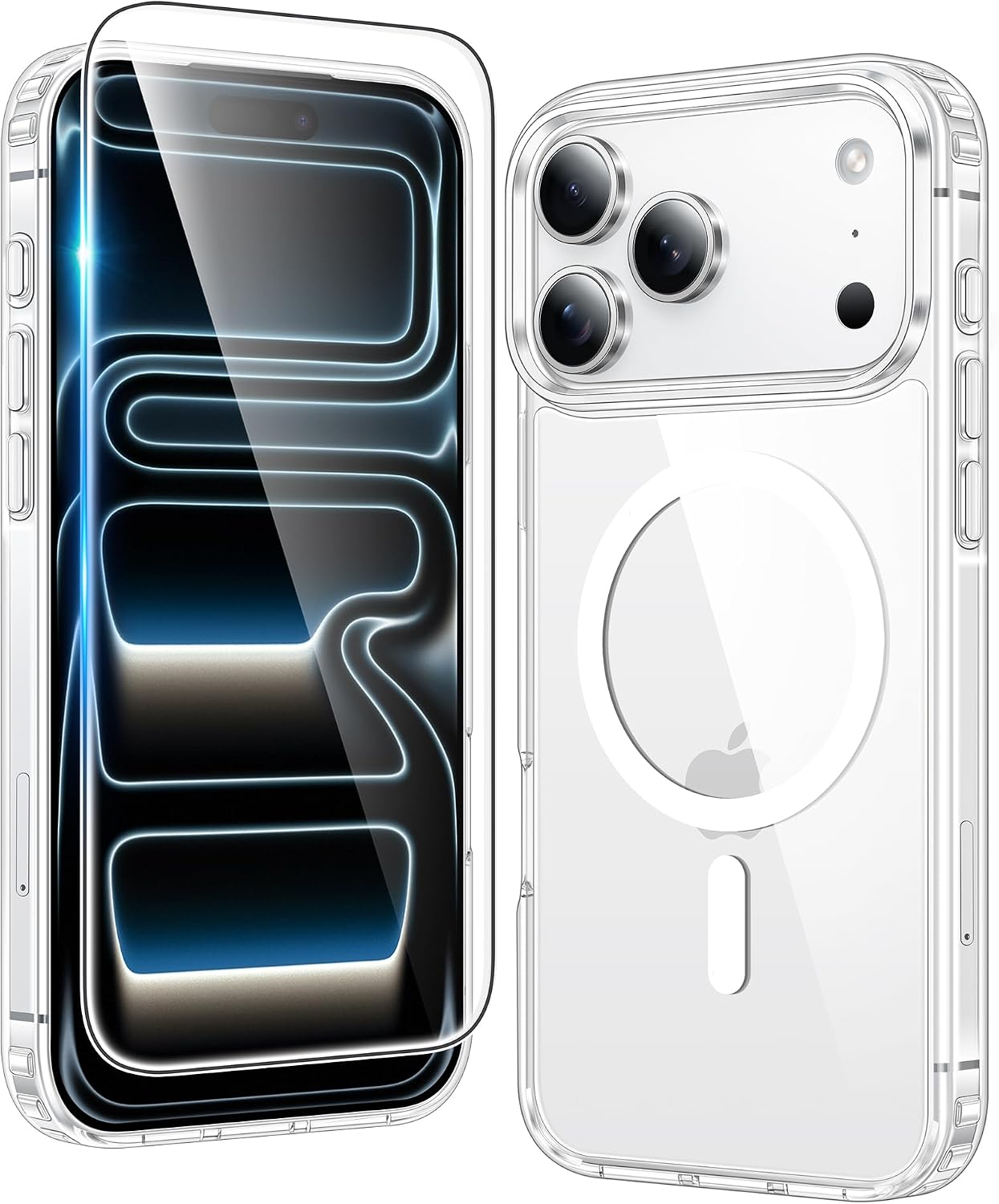 FNTCASE for iPhone 17 Pro Case Clear Magnetic with Screen Protector