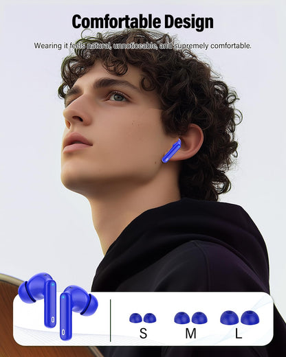 Wireless Earbuds, Bluetooth 5.4 Headphones Bass Stereo/Clear Calls, Black