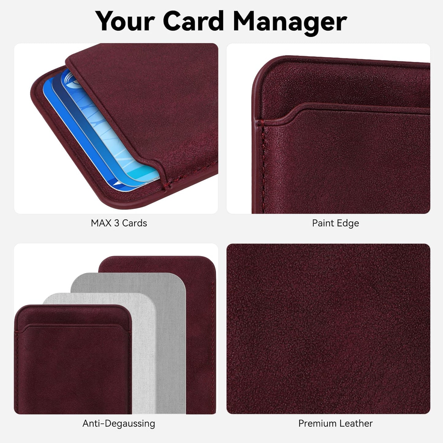 Magnetic Wallet Cell Phone Card Holder for Phone Case with Mag-Safe