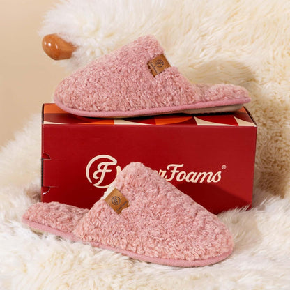 EverFoams Women's Fuzzy Slippers Warm Cozy Memory Foam Indoor House Shoes