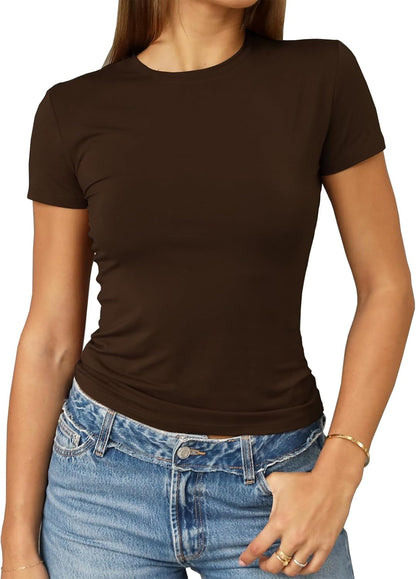 Abardsion Women's Casual Basic Slim Fit T Shirts