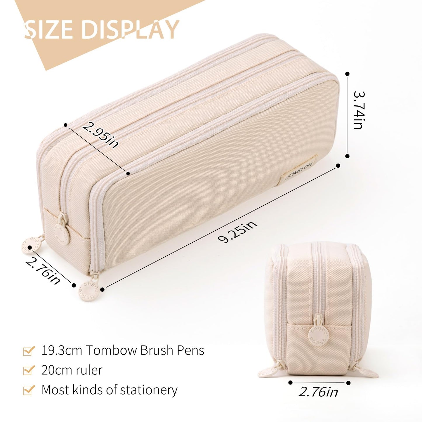 CICIMELON Large Capacity Pencil Case 3 Compartment Pouch Pen Bag for School Teen Girl Boy Men Women (Pink)