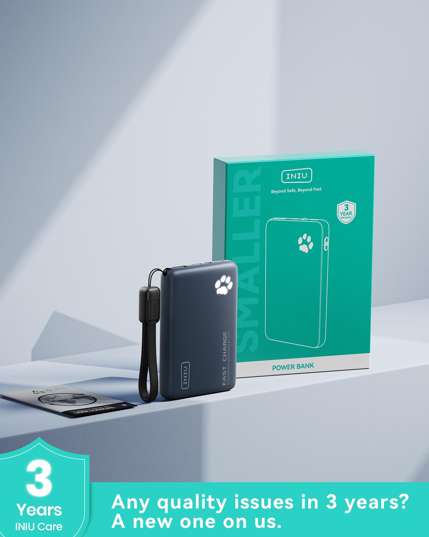 INIU 10000mAh 45W Fast Charging Portable Charger, Smaller Travel Power Bank