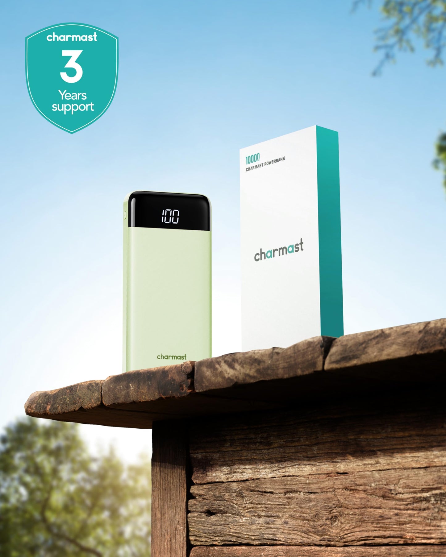 charmast Power Bank Portable Charger with Reinforced Built-in 4 Cables