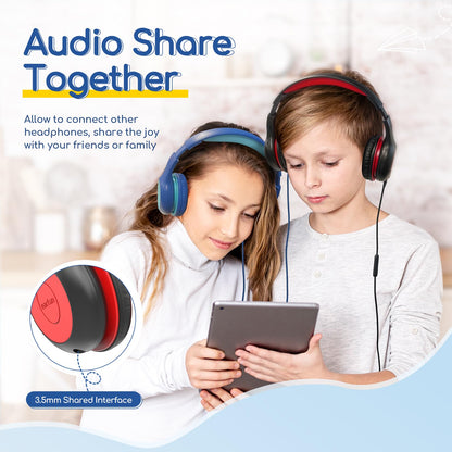 EarFun K1 Kids Headphones Wired with Mic, Volume Limit Headphones for Kids