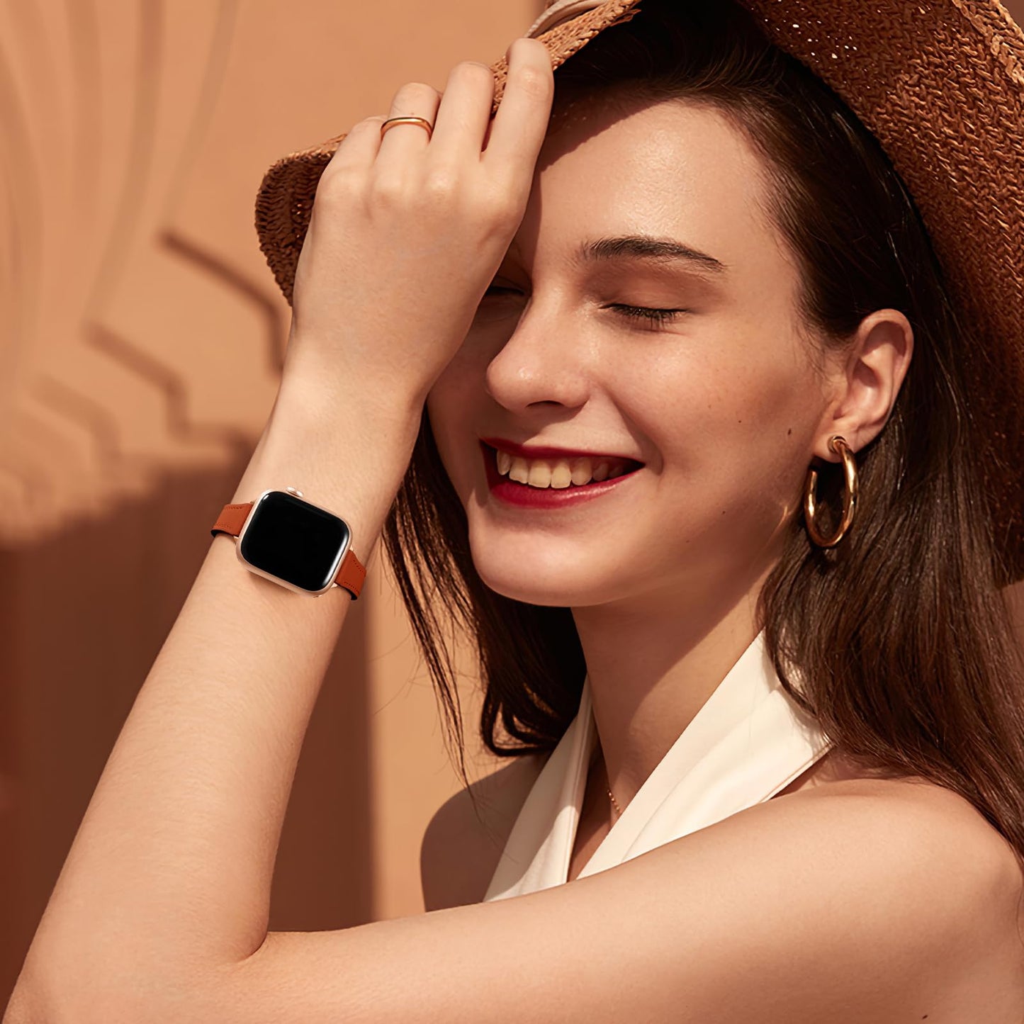 Charlam Slim Leather Band Compatible with Apple Watch Bands for Women 40mm 38mm 41mm 42mm 44mm 45mm 46mm, Top Grain Genuine Leather Strap Thin Wristband for iWatch Series 11 10 SE 9 8 7 6 5 4 3 2 1