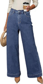 Dokotoo Women's Casual High Waisted Jeans Stretch Wide Leg Loose Denim Pant