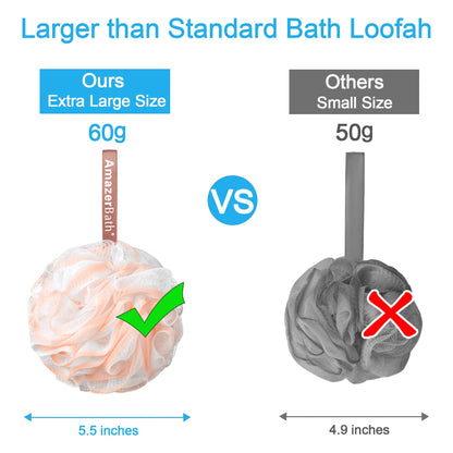 AmazerBath Loofah Sponge 75g/Piece, Loofah for Men Body Scrubber - Bath Sponge Loofa Set of 4 Black (Large)