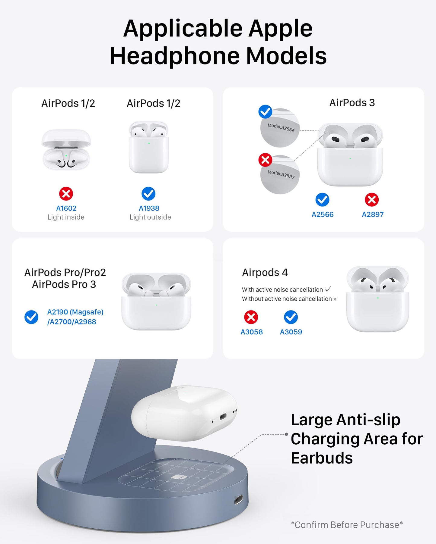 Anlmz 3 in 1 Charging Station - Wireless Charger for Apple Multiple Devices