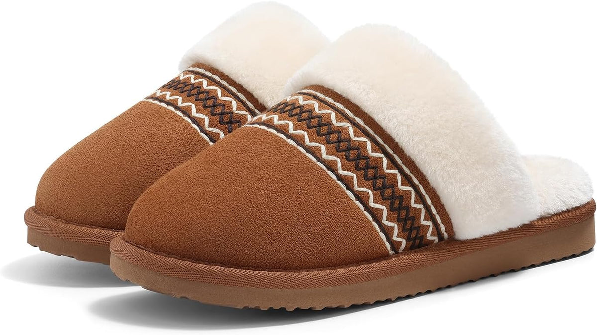 Litfun Fuzzy Slippers for Women Memory Foam Indoor House Shoes