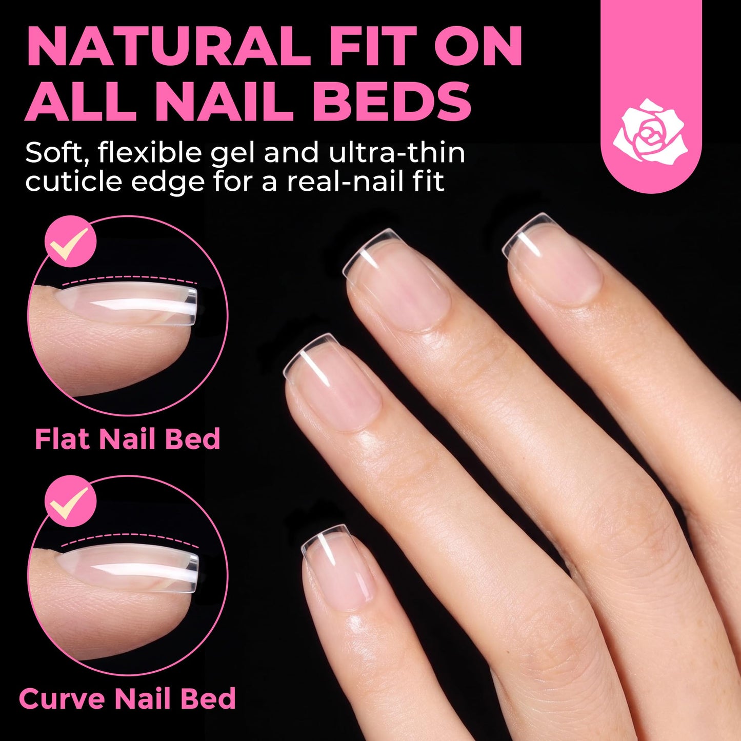UNA GELLA 504Pcs Medium Pointed Almond Nail Tips, X-Soft Almond Gel Nails