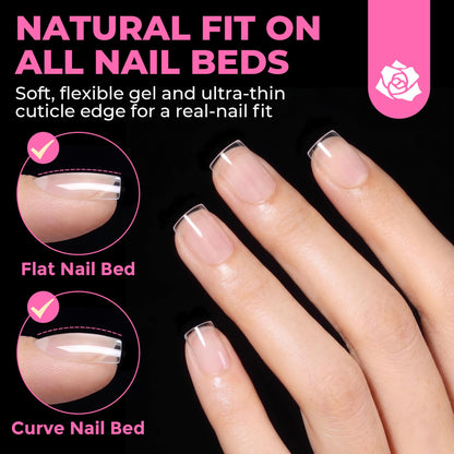 UNA GELLA 504Pcs Medium Pointed Almond Nail Tips, X-Soft Almond Gel Nails
