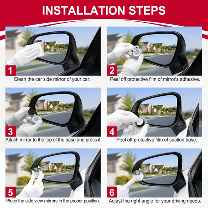 LivTee Blind Spot Mirror, 2" Round HD Glass Frameless Convex Rear View Mirrors Exterior Accessories with Wide Angle Adjustable Stick for Car SUV and Trucks, Pack of 2