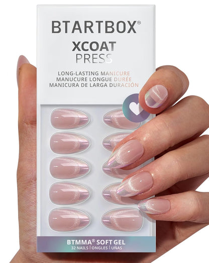 BTArtbox Press On Nails, Vanilla Cream, Short Square, Ombre Peach, 32Ct