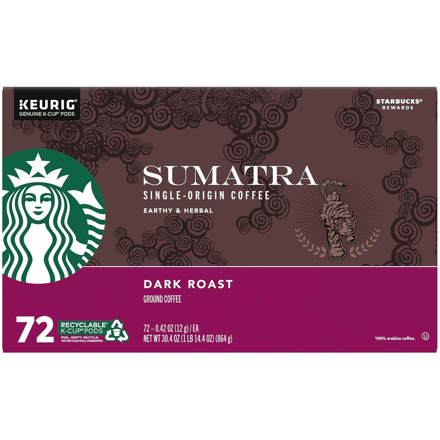 Starbucks K-Cup Coffee Pods, Dark Roast Hot or Iced Coffee, French Roast, 96 Keurig Pods