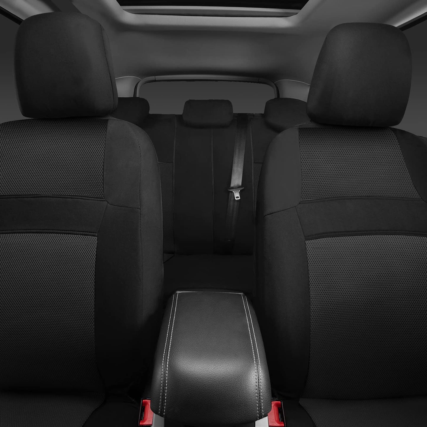 CAR PASS Waterproof Universal Fit Car Floor Mats, Faux Leather Car Carpet Mats, Black Car Mats with Anti-Slip Nibbs Backing & Driver Heel Pad Fit for SUV,Vans,sedans, Trucks,Set of 4pcs(All Black)