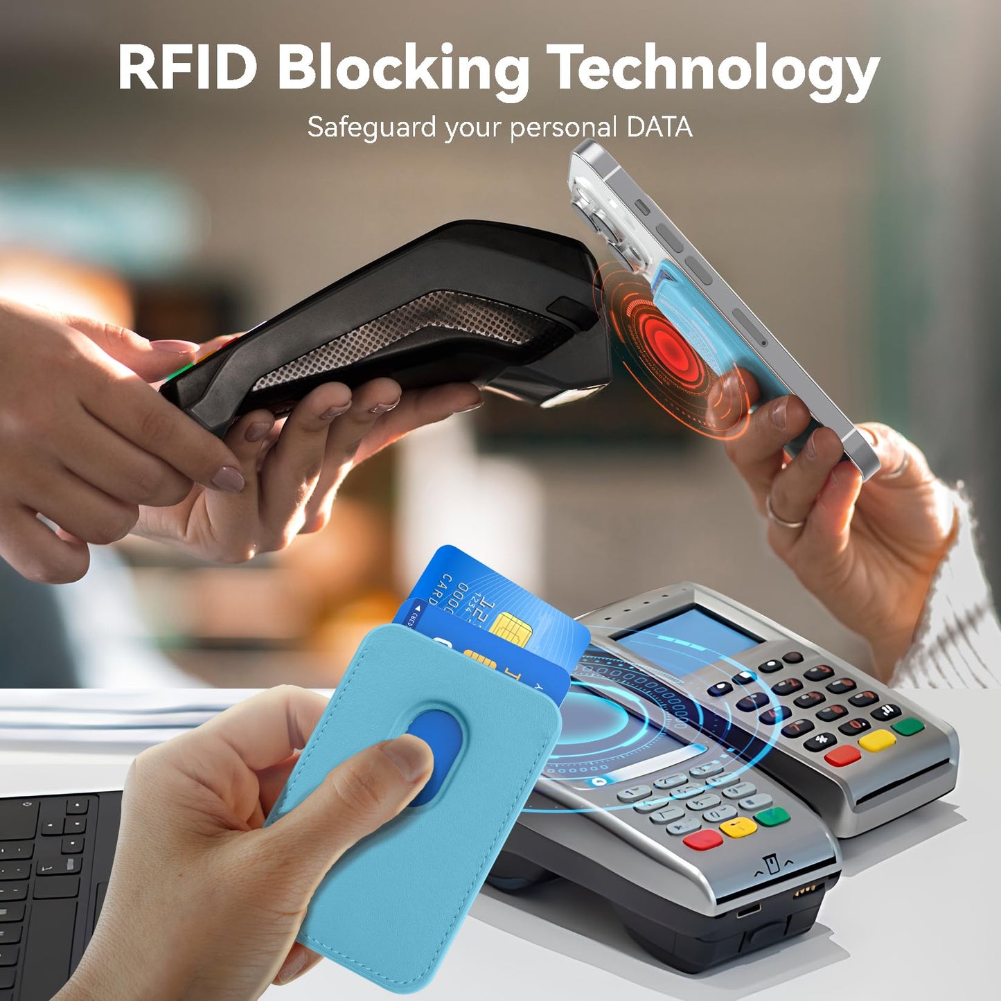 Magnetic Wallet Cell Phone Card Holder for Phone Case with Mag-Safe