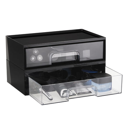 Vtopmart 2 Pack Small Clear Stackable Storage Drawers for Desk, Countertop